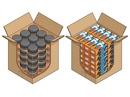Carton volume comparison: sunglasses in hard cases versus soft pouches Carton volume comparison: sunglasses in hard cases versus soft pouches