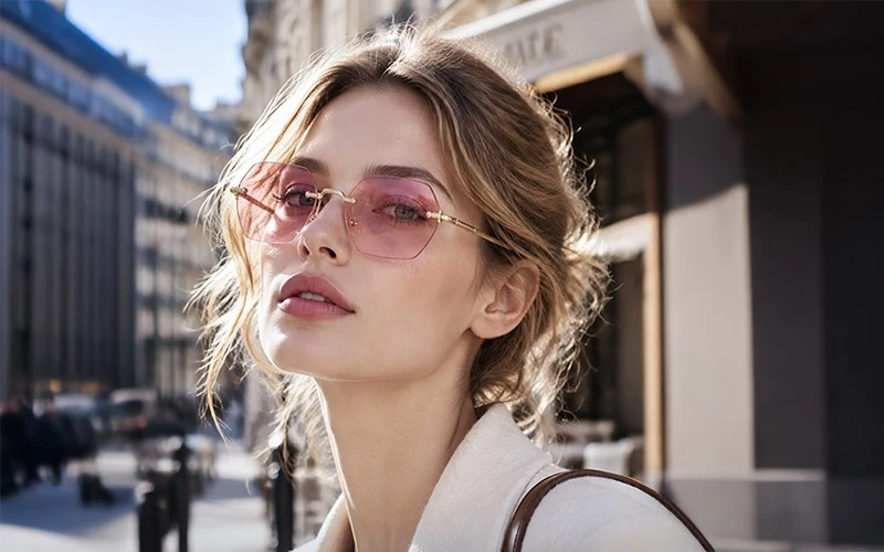 Rimless-Geometric-Sunglasses-With-Titanium-Temples Rimless-Geometric-Sunglasses-With-Titanium-Temples
