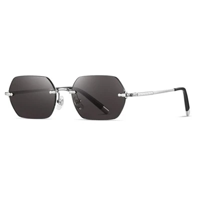 Rimless Geometric Sunglasses With Titanium Temples